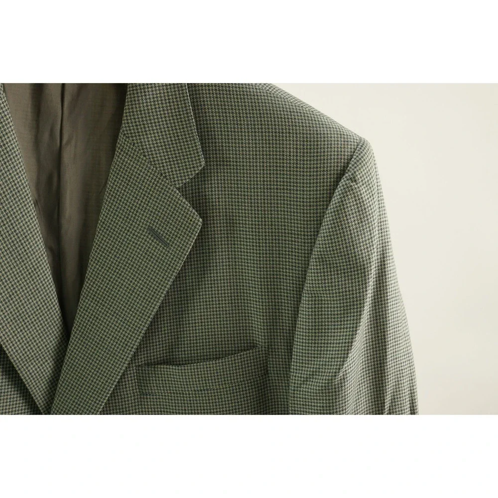 Hickey Freeman Silk Wool Jersey Houndstooth Madison Blazer Mens 46L Blue Cream‎